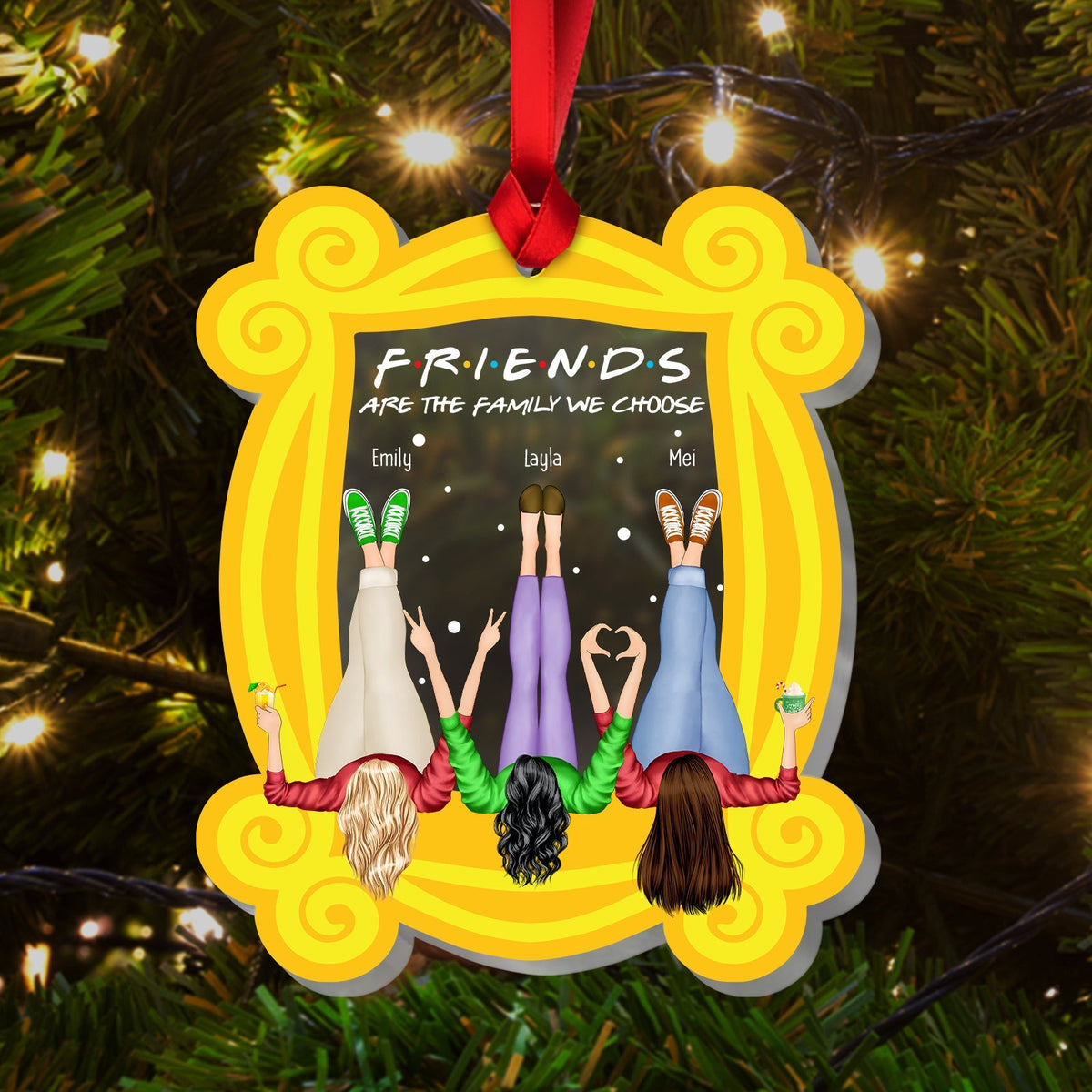 Besties - Drinking Friends Are The Family We Choose - Personalized Acrylic Ornament