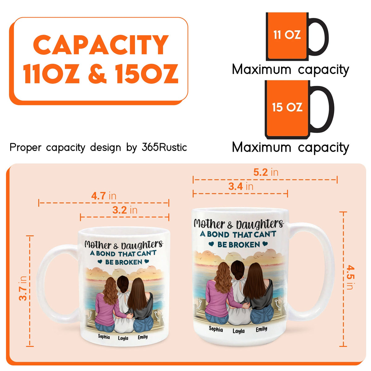 365Gifty Lien Indéfectible Mère Et Fille - Mug Personnalisé Avec Prénom