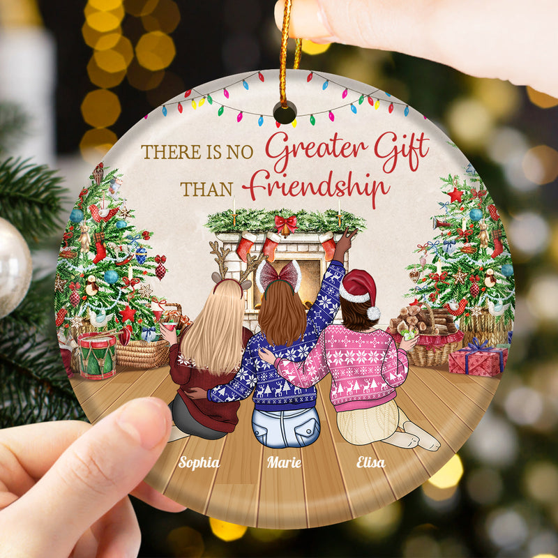 Besties - There Is No Greater Gift Than Friendship - Personalized Ceramic Ornament (Ver 2)