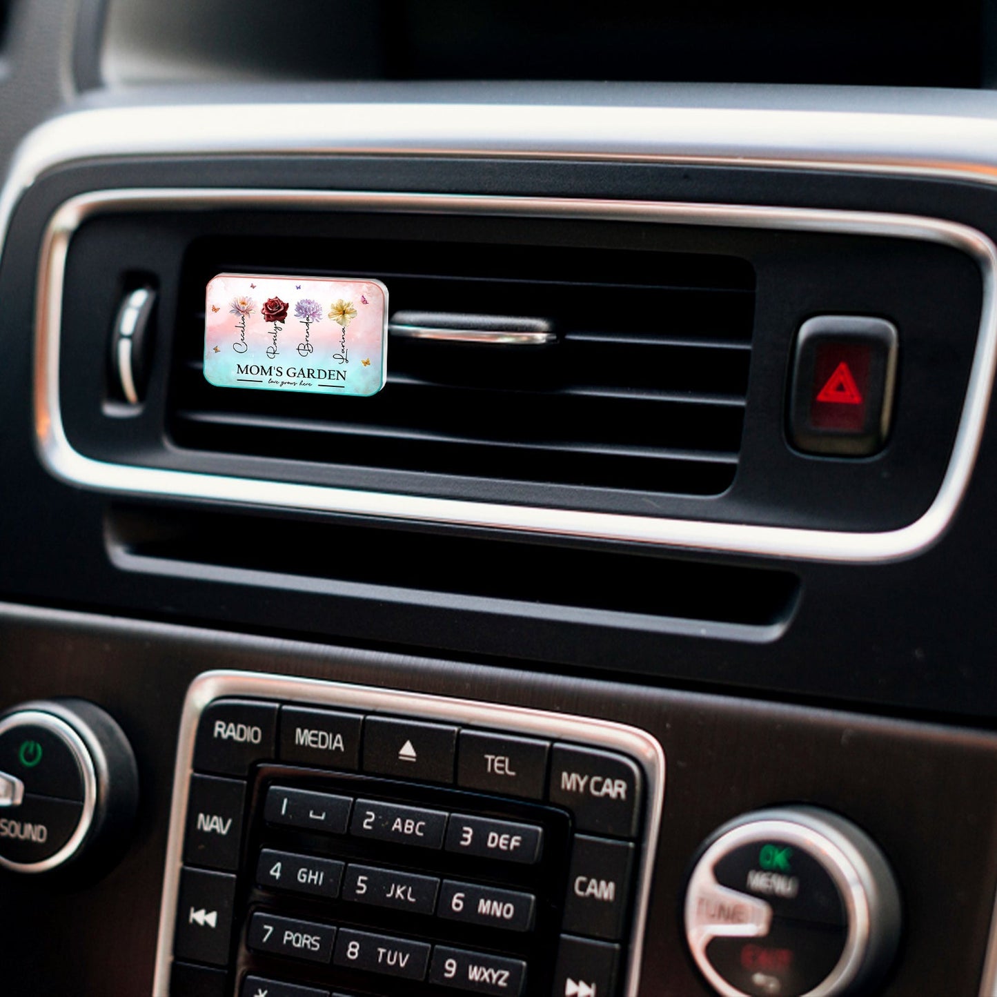 Personalized car vent clip featuring floral design for a stylish and unique accessory