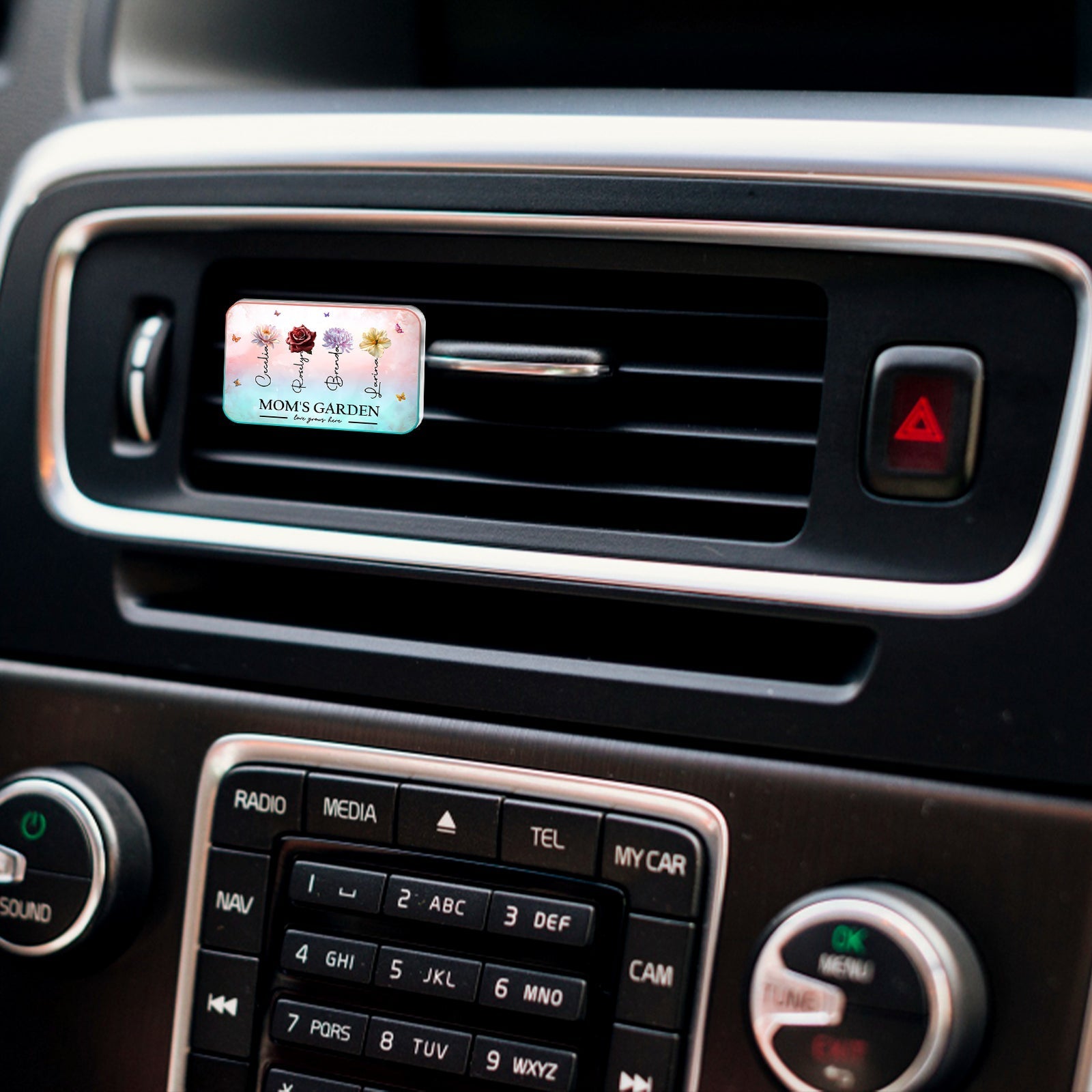 Personalized car vent clip featuring floral design for a stylish and unique accessory