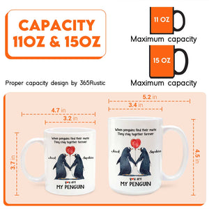 Personalized couple mug featuring penguin design and heartfelt message for couples
