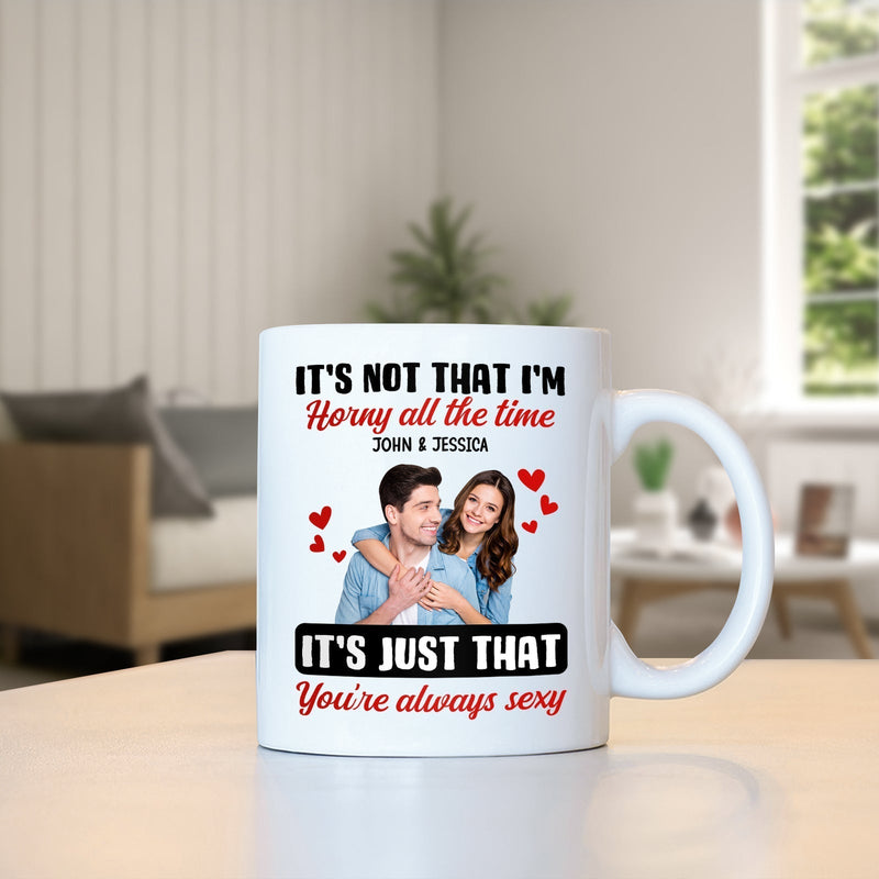 Personalized couple mug featuring a playful design with names John and Jessica for couples celebrating love