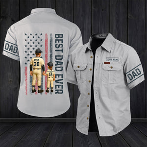 365Gifty personalized dad cargo shirt with Best Dad Ever design and customizable name and number