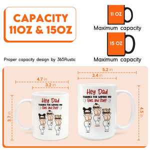 Personalized dad mug from kids with funny design and two size options for coffee lovers