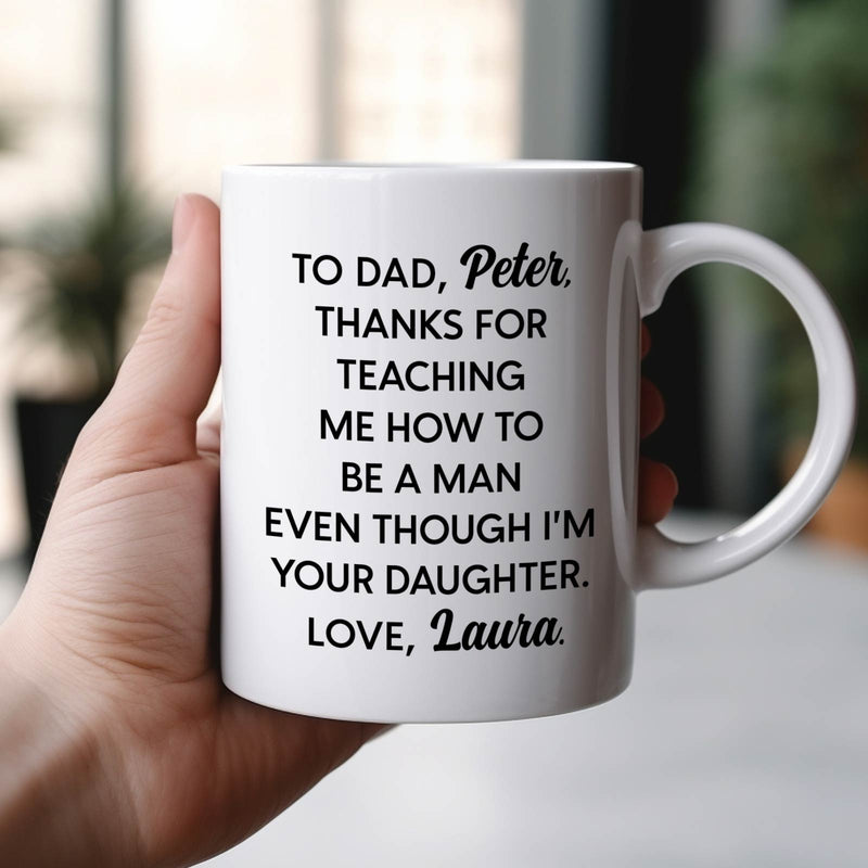 Personalized dad mug with heartfelt message for Father's Day or special occasions