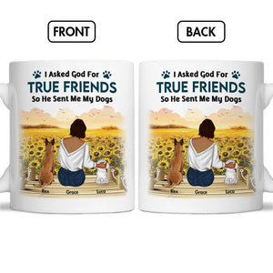Personalized dog lover mug with a heartfelt message about friendship and dogs