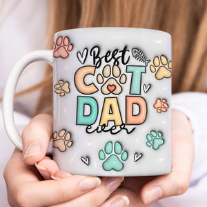 Personalized dog mom mug with colorful paw prints and fun text for pet lovers