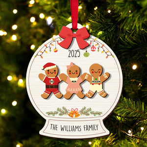 Personalized family Christmas ornament featuring gingerbread figures for The Williams Family in 2025