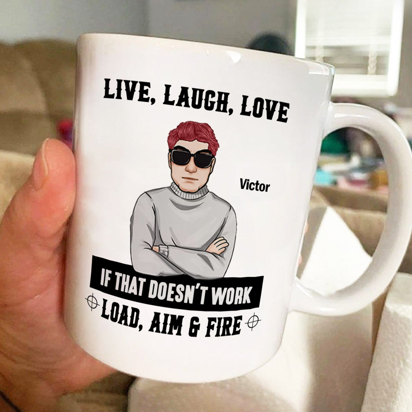 Personalized family mug with custom artwork and motivational quote for unique gifting