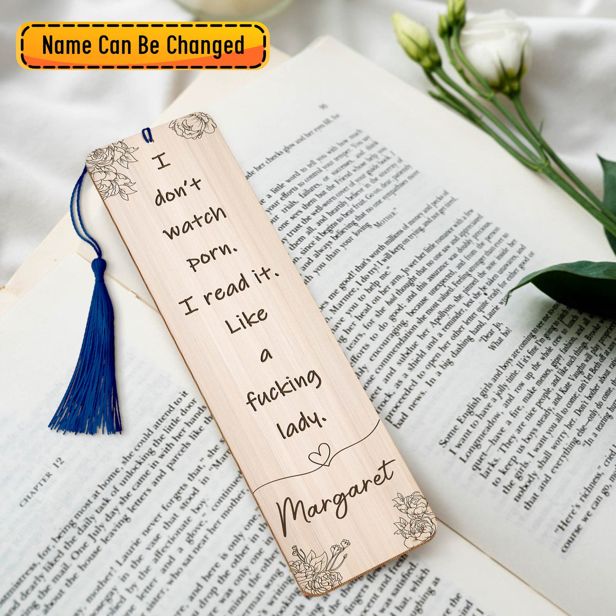 Personalized funny bookmark for women with humorous text and decorative tassel