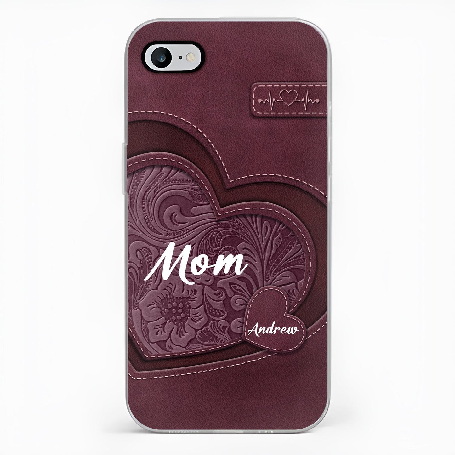 Personalized grandma phone case with elegant heart design and custom name options