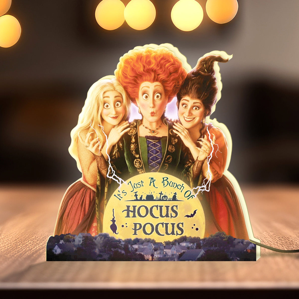 Personalized Hocus Pocus Halloween light box featuring iconic characters with a spooky design