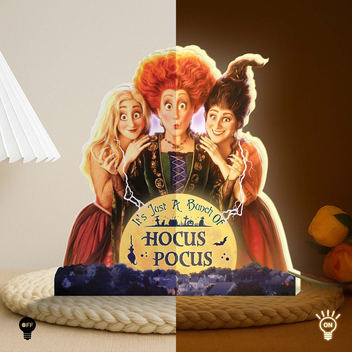 Personalized Hocus Pocus Halloween light box featuring iconic characters with light effects
