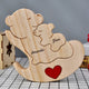 Personalized mama bear puzzle in wood featuring names and a heart for a unique gift