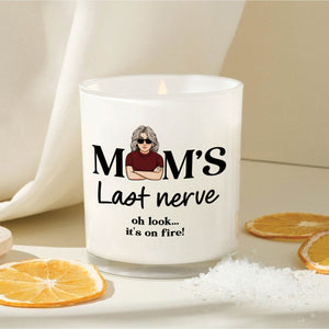 Personalized mom scented candle featuring humorous design and a fresh citrus scent