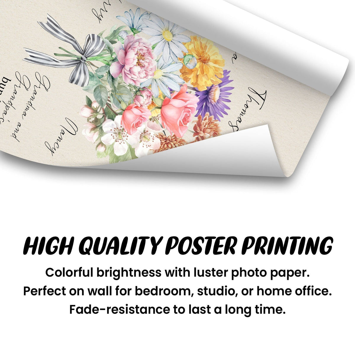 Personalized mother birth flower poster featuring vibrant flowers and elegant design for home decor