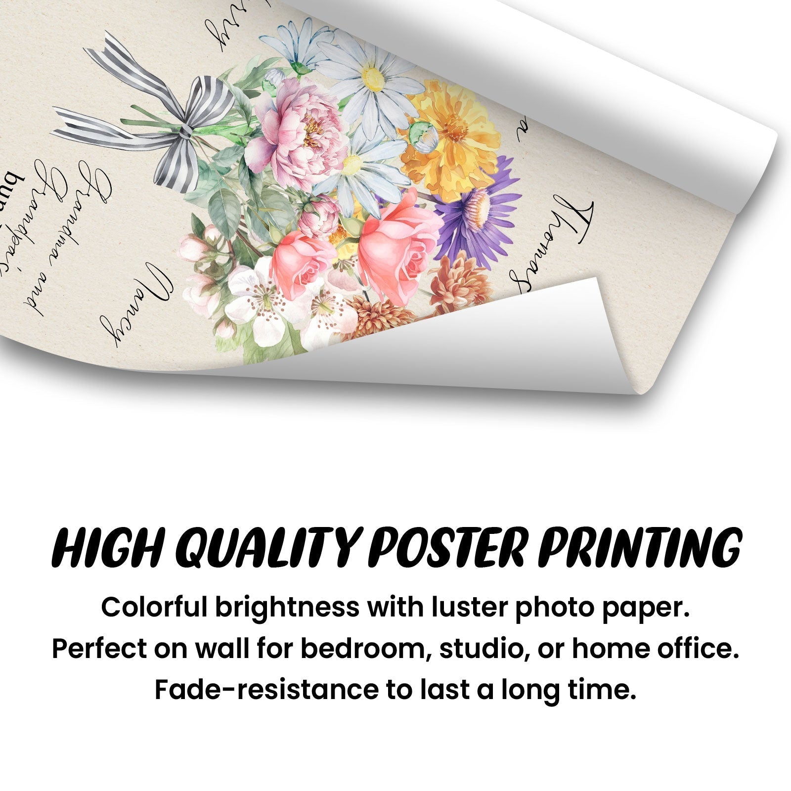 Personalized mother birth flower poster featuring vibrant flowers and elegant design for home decor