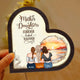 Personalized mother daughter LED light in heart shape featuring three women and sunset design