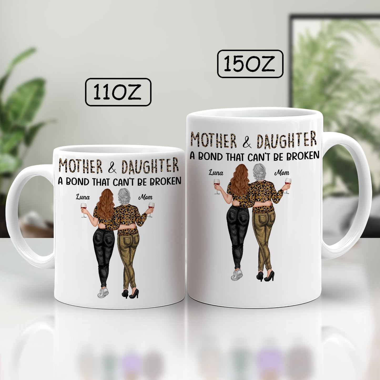 Personalized mother daughter mug featuring a unique design celebrating their bond