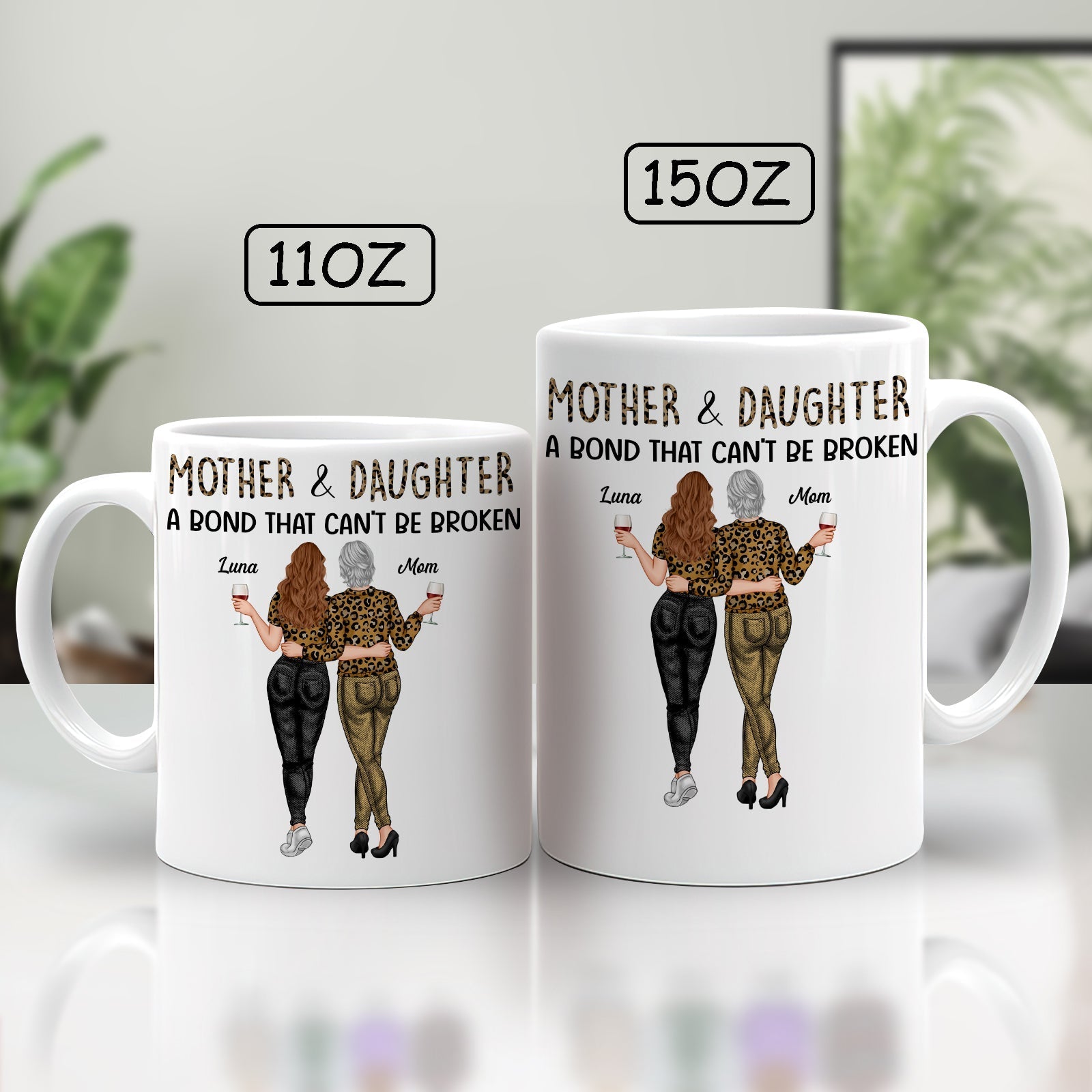 Personalized mother daughter mug featuring a unique design celebrating their bond