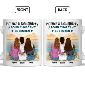 Personalized mother daughter mug featuring names and a scenic view, celebrating the bond between mothers and daughters