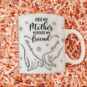 Personalized mother mug featuring hand-drawn designs and heartfelt message for special moments