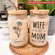 Personalized Mother's Day glass can featuring custom names and designs for a unique gift