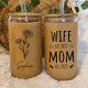 Personalized Mother's Day glass can with custom names and designs for gifting