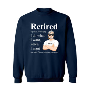 Navy personalized retirement shirt with retired definition and custom name Patrick design