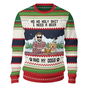 365Gifty personalized ugly Christmas sweater dog lover with holiday design and beer theme