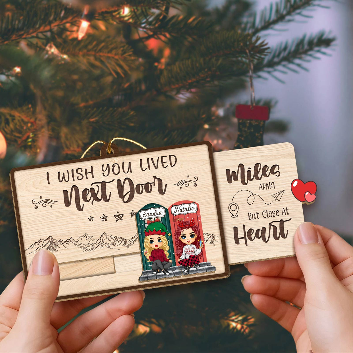 Personalized wooden slider card from 365Gifty featuring a sweet message and festive design
