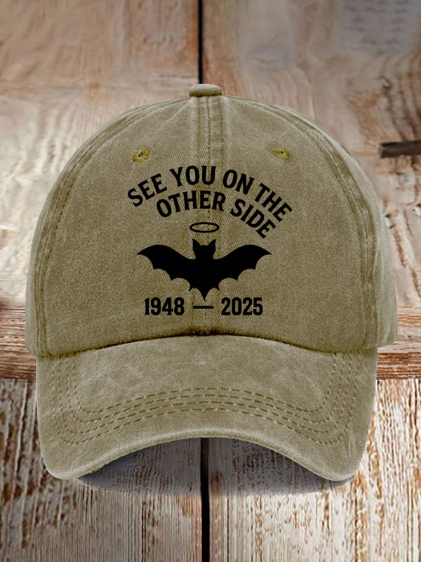 365Gifty retro baseball cap in olive green with See You On The Other Side design and bat graphic