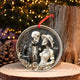 Personalized Halloween couple ornament featuring skeleton bride and groom with names Simon and Anne