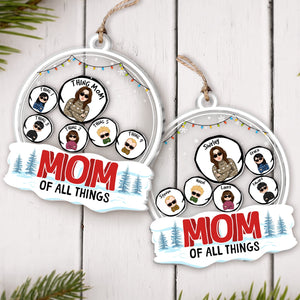 Personalized shaking Christmas ornament for mom with custom family cartoon characters and festive design