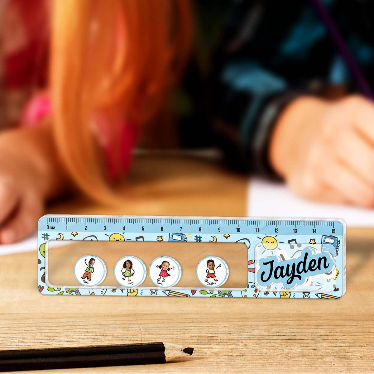 365Gifty Shaking Ruler For Kids personalized with name Jayden and colorful cartoon characters