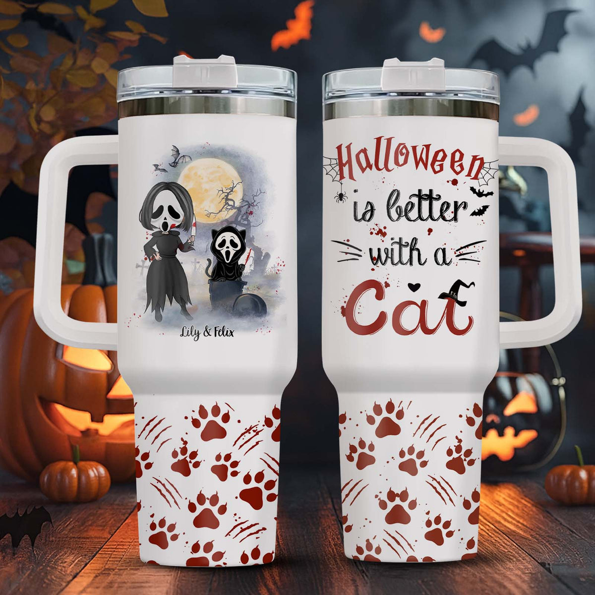 Partners in Crime wooden gift plaque with two cartoon women styled like a personalized Halloween tumbler design