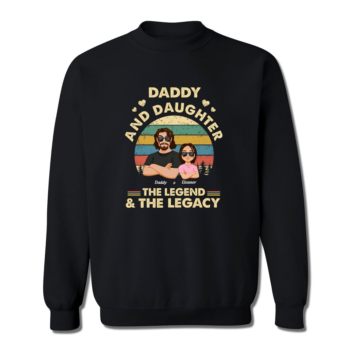 Black Daddy and Daughter the legend and the legacy shirt sweatshirt with vintage design and cartoon characters