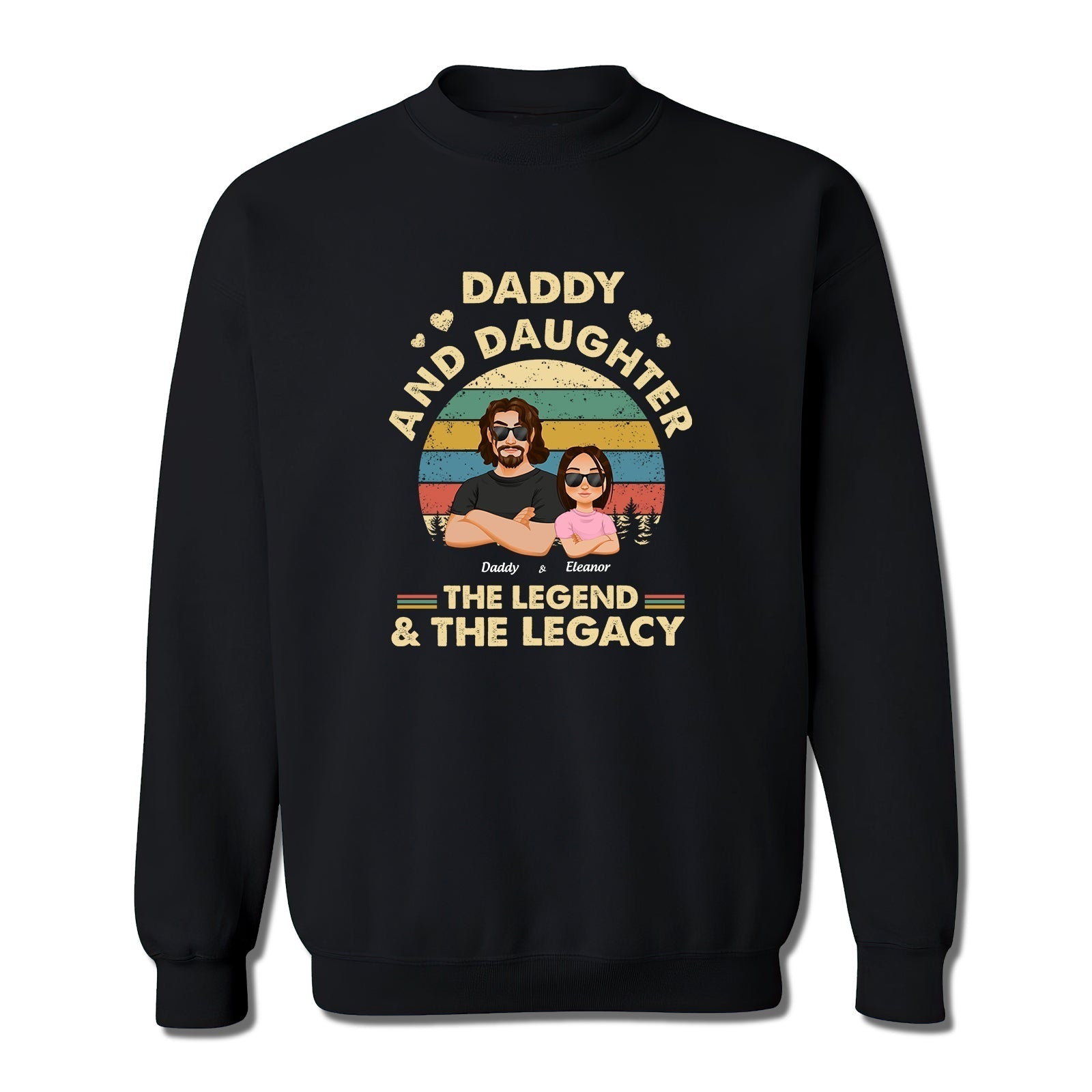 Black Daddy and Daughter the legend and the legacy shirt sweatshirt with vintage design and cartoon characters