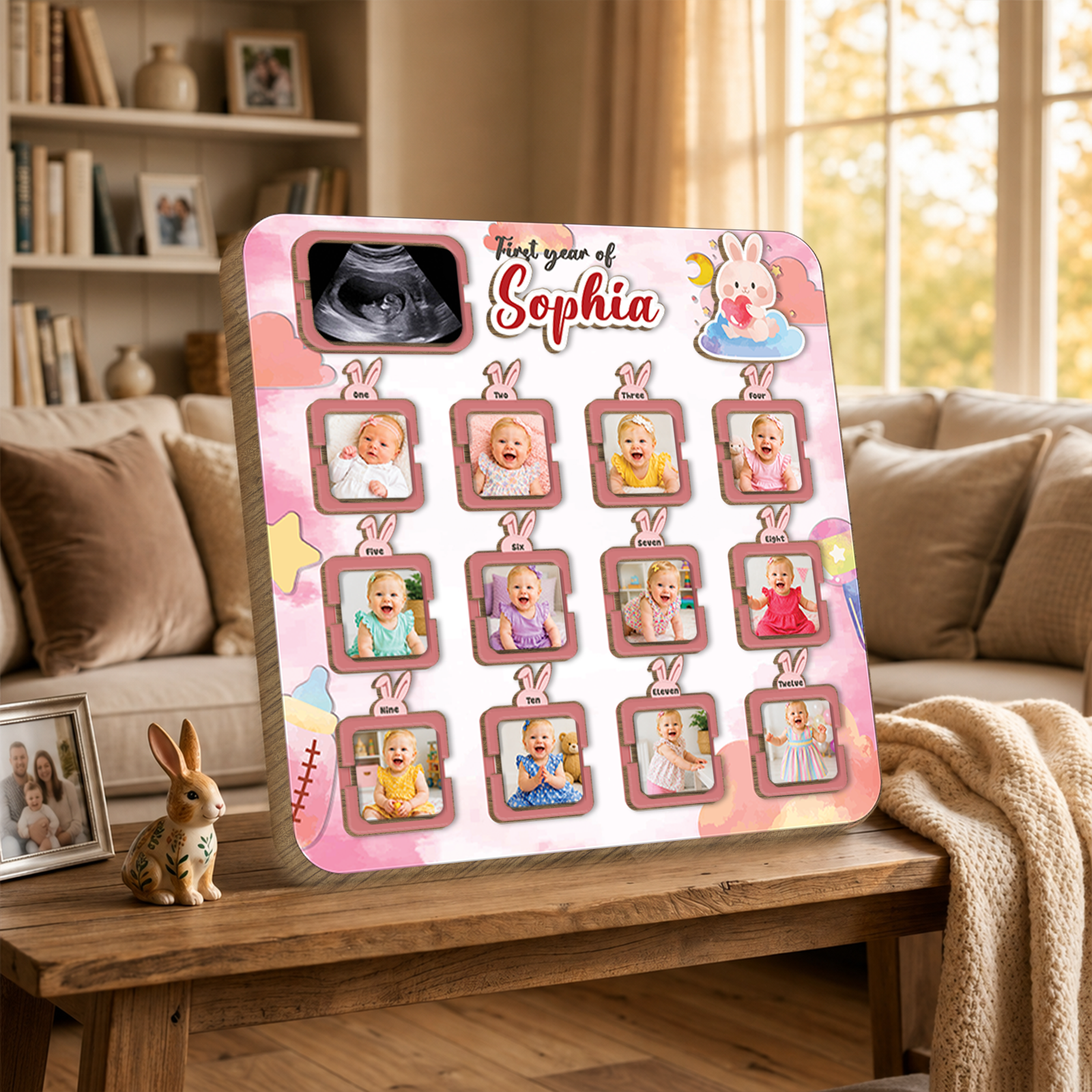 Personalized Baby Milestone Board, First Year Photo Collage, 12 Month Baby Keepsake, First Birthday Gift