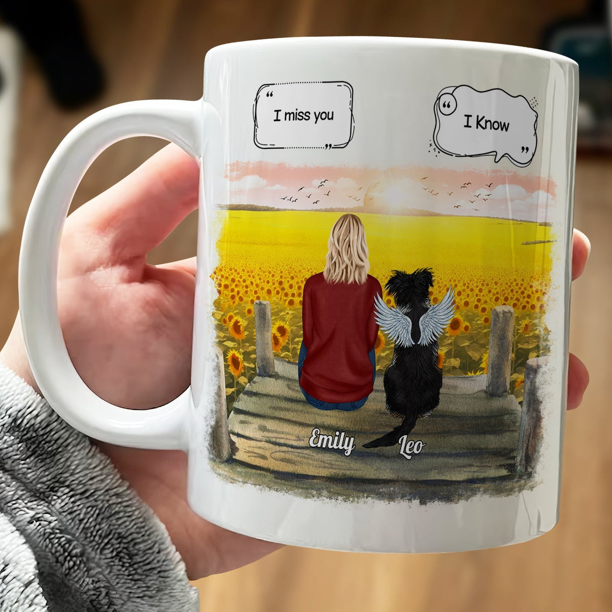Custom coffee mug featuring a woman and dog with quotes, perfect unique gifts for pet owners