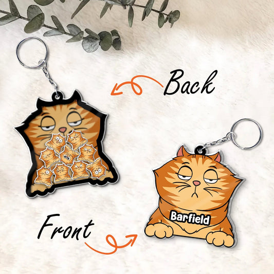 Unique shaking keychain for cat lovers featuring a playful cat design on both sides
