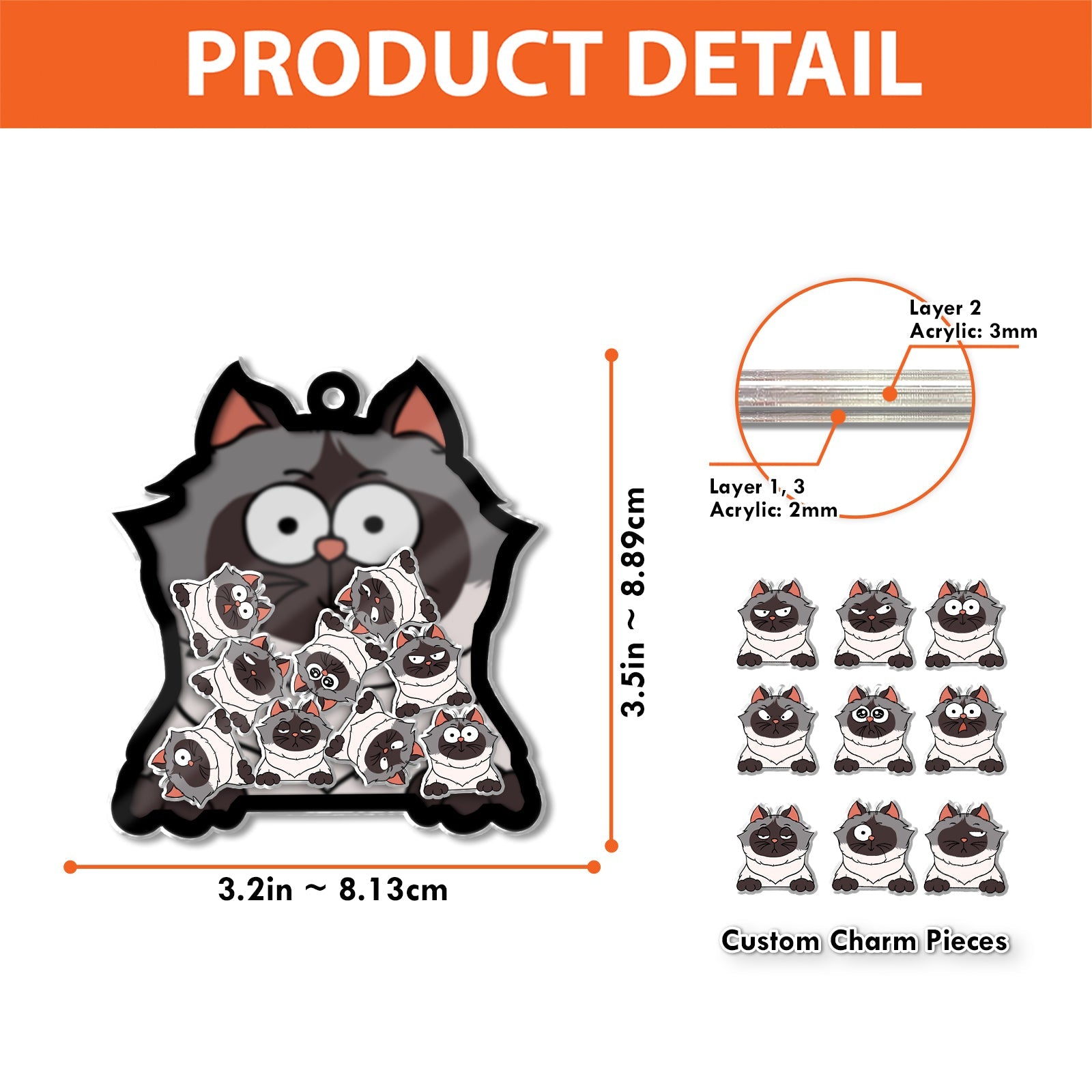 Unique shaking keychain for cat lovers featuring playful cat designs in various colors and sizes