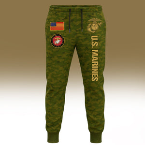 USMC 250th anniversary shirt featuring U.S. Marines branding and camouflage design